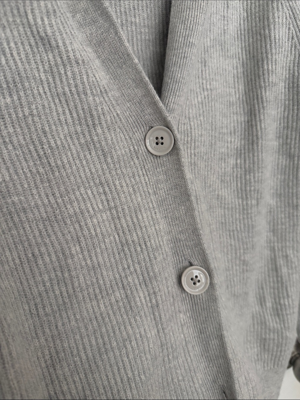 Babaton Gray Ribbed V-Neck Button-Front Cardigan - Picture 3 of 5